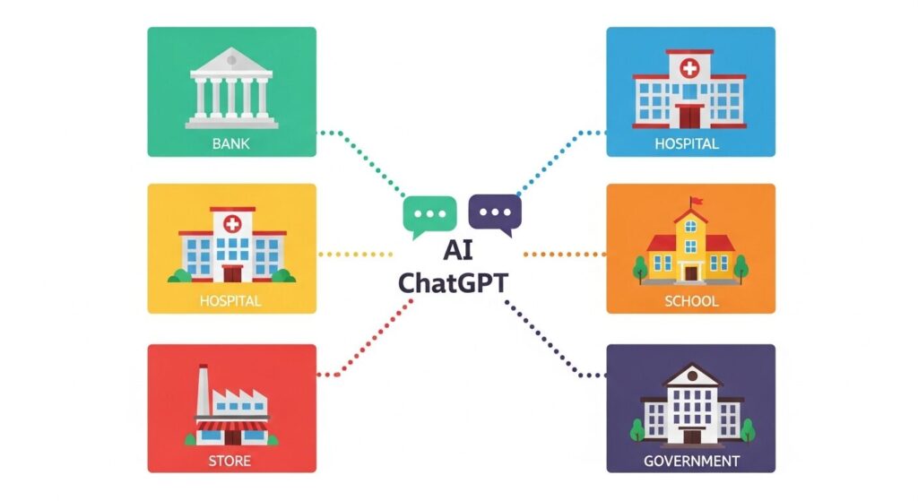 業界別のchatGPTの導入事例のイメージ