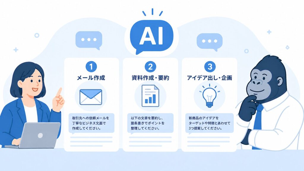 プロンプトの例を紹介するゴリラの画像