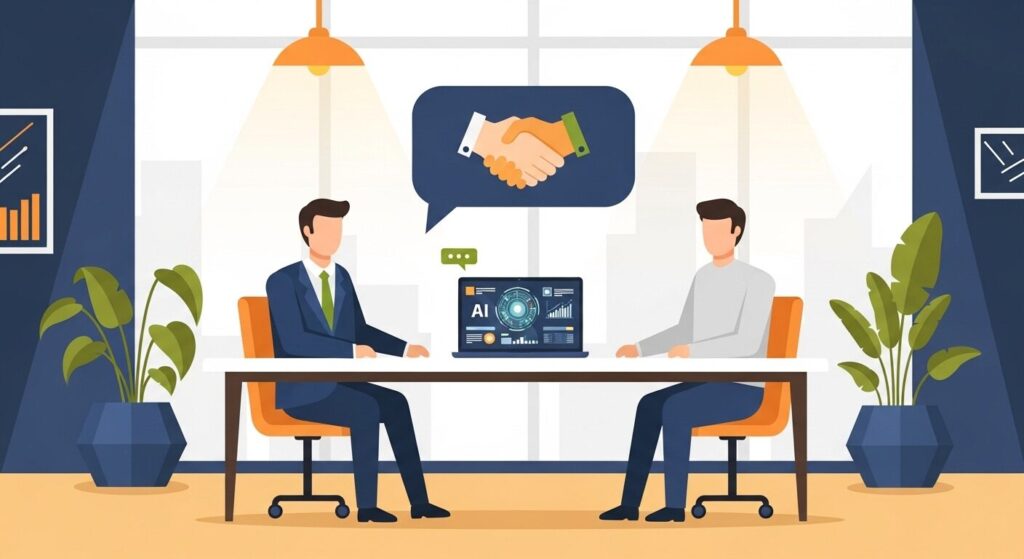 ビジネスパーソンが商談しているイメージ