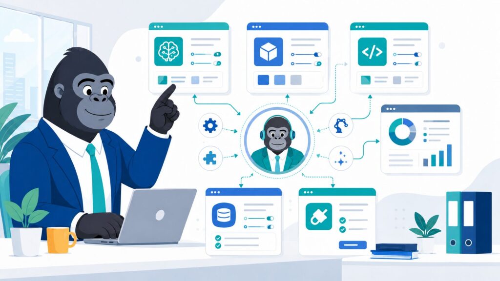 ChatGPT・Claude・Difyのツール別にAI社員を設定する手順のイメージ