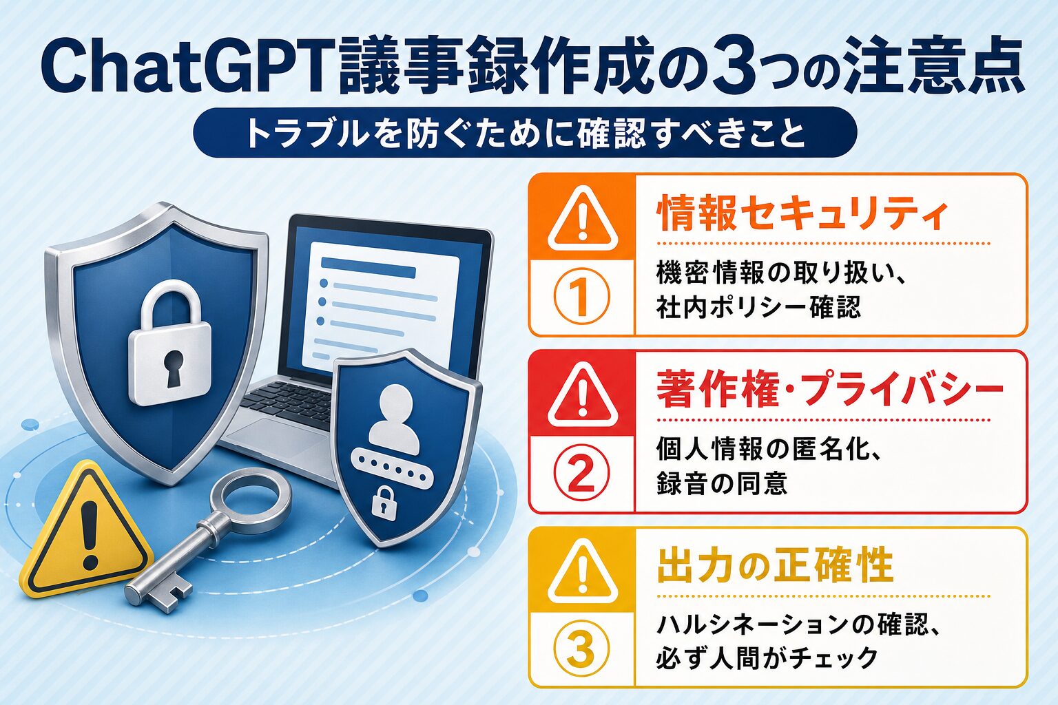 ChatGPTで議事録を作成する際の3つの注意点