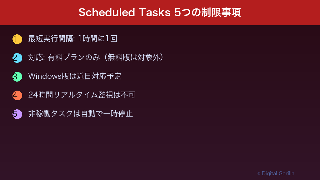 Scheduled Tasks 5つの制限事項