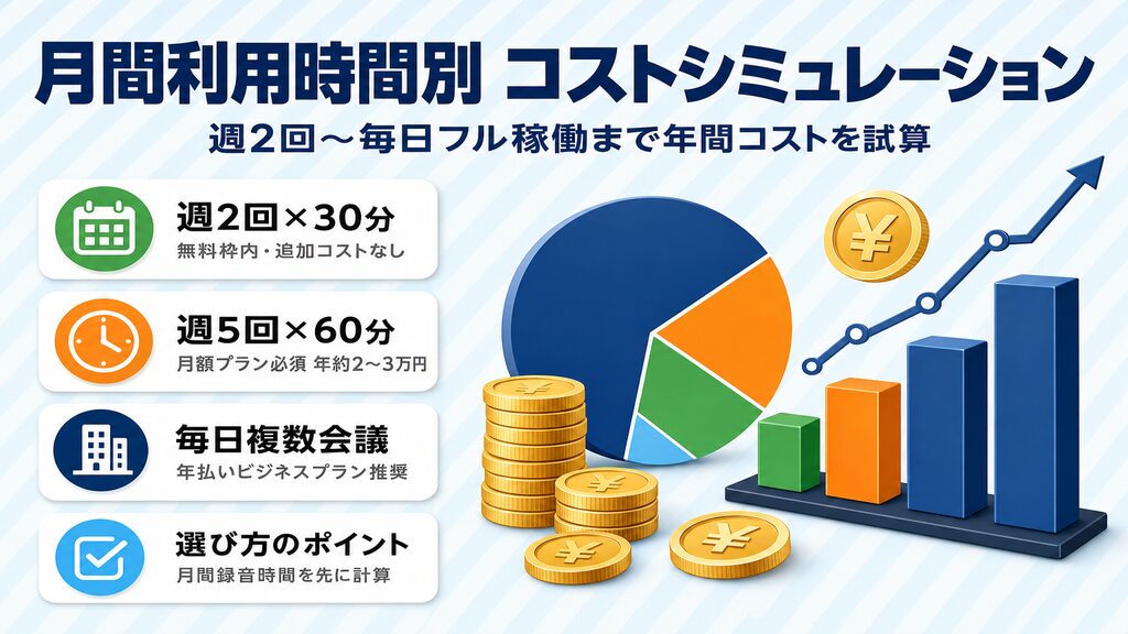 AIボイスレコーダー 月間利用時間別コストシミュレーション
