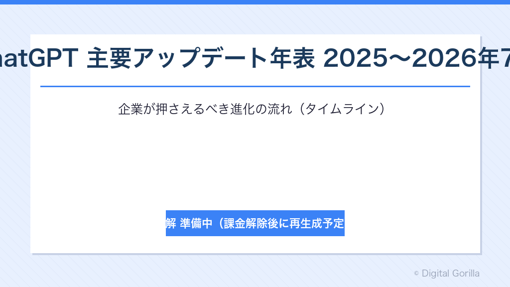 ChatGPT主要アップデート年表 2025〜2026年7月 企業が押さえるべき進化の流れ