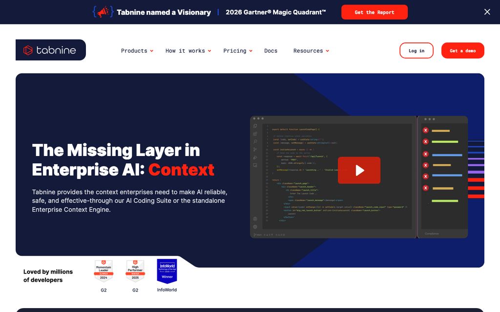 TabnineのZero code retention対応エンタープライズAIコーディングの画面