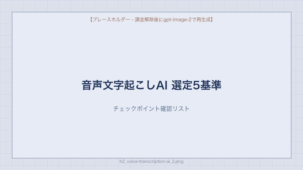 音声文字起こしAI 選定基準5要素チェックリスト 導入前確認ポイント