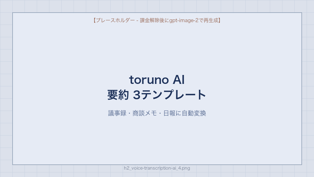 toruno 音声文字起こしAI 議事録・商談メモ・日報の3テンプレート自動生成フロー