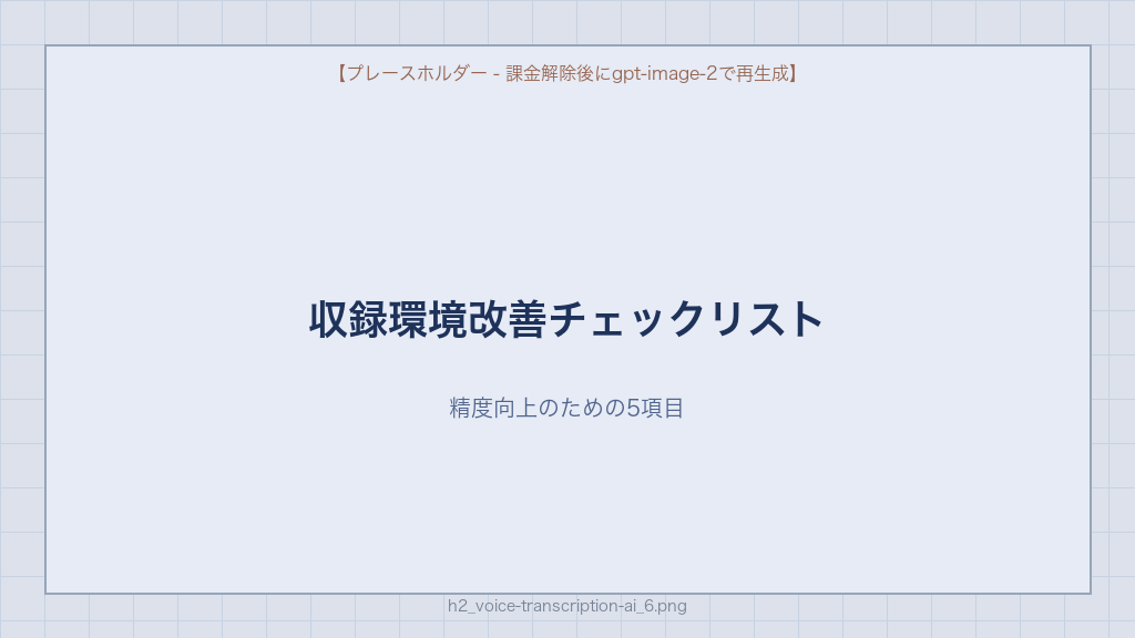 音声文字起こしAI 収録環境改善チェックリスト 精度向上のための5項目