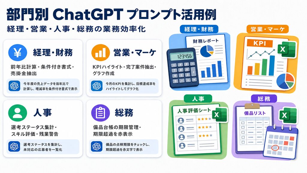 部門別プロンプト例(経理・営業・人事・総務)