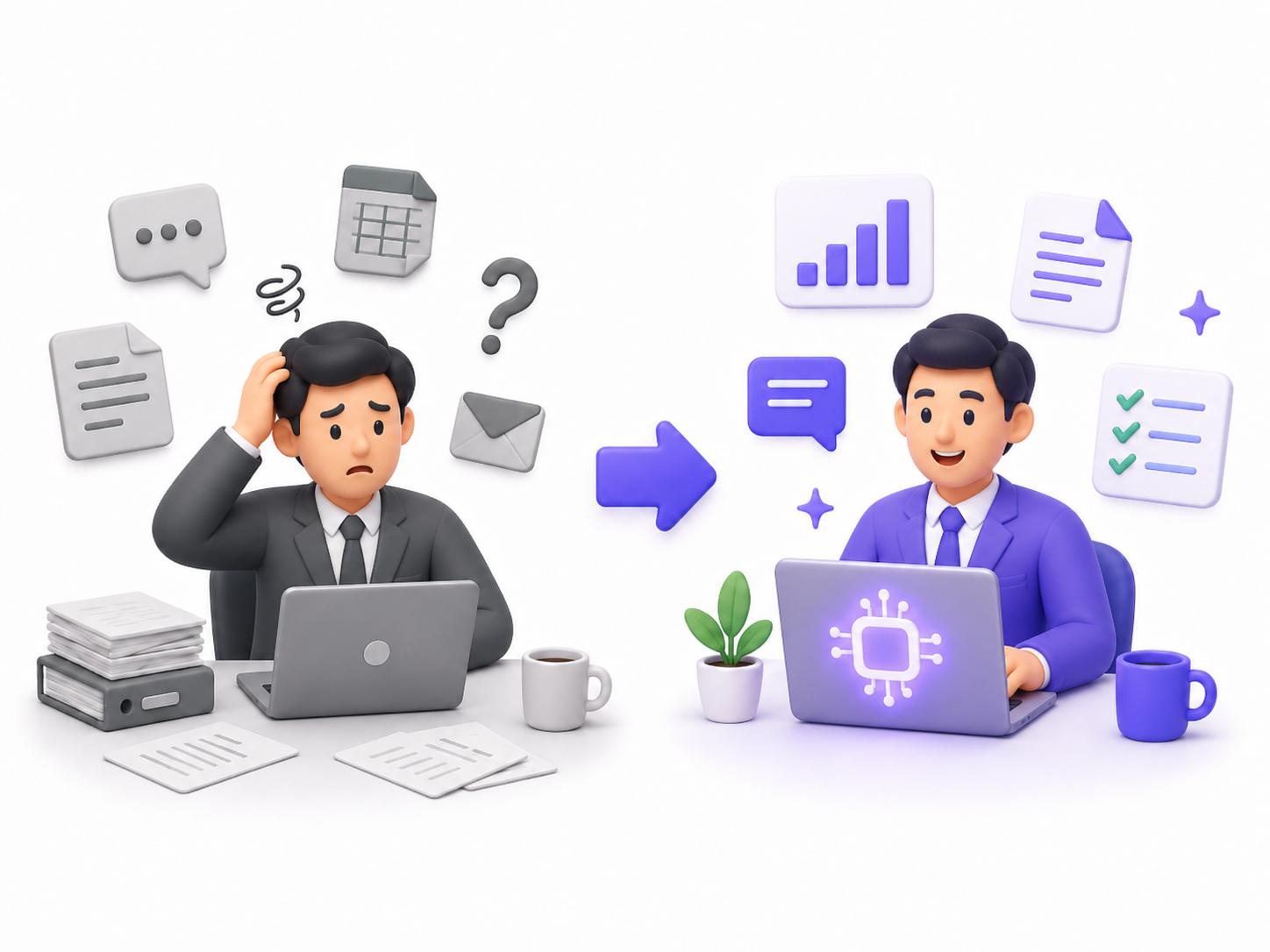 社員が一人でAIを使い始めるイメージ