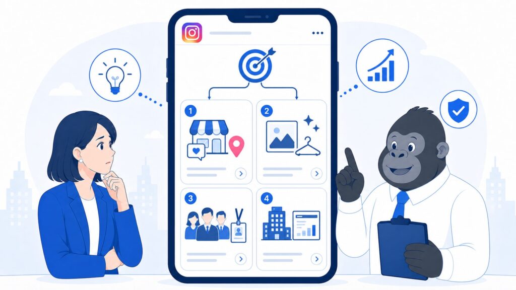 インスタの代行業者を選ぶポイントを解説するゴリラの画像