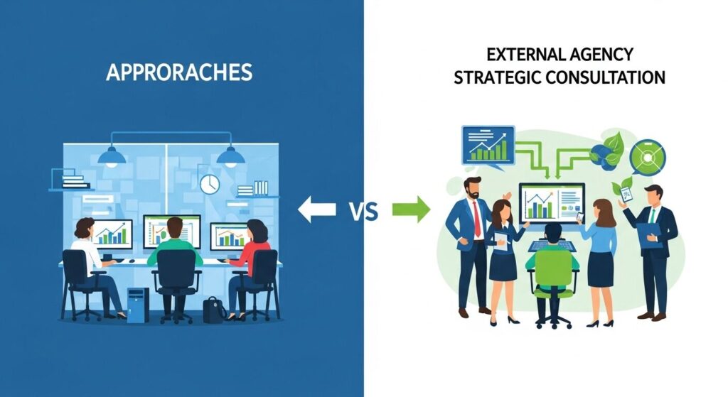 インハウス運用と広告代理店活用を比較するイメージ