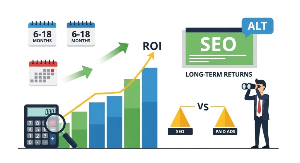 SEO対策の費用対効果とROI最大化の考え方のイメージ