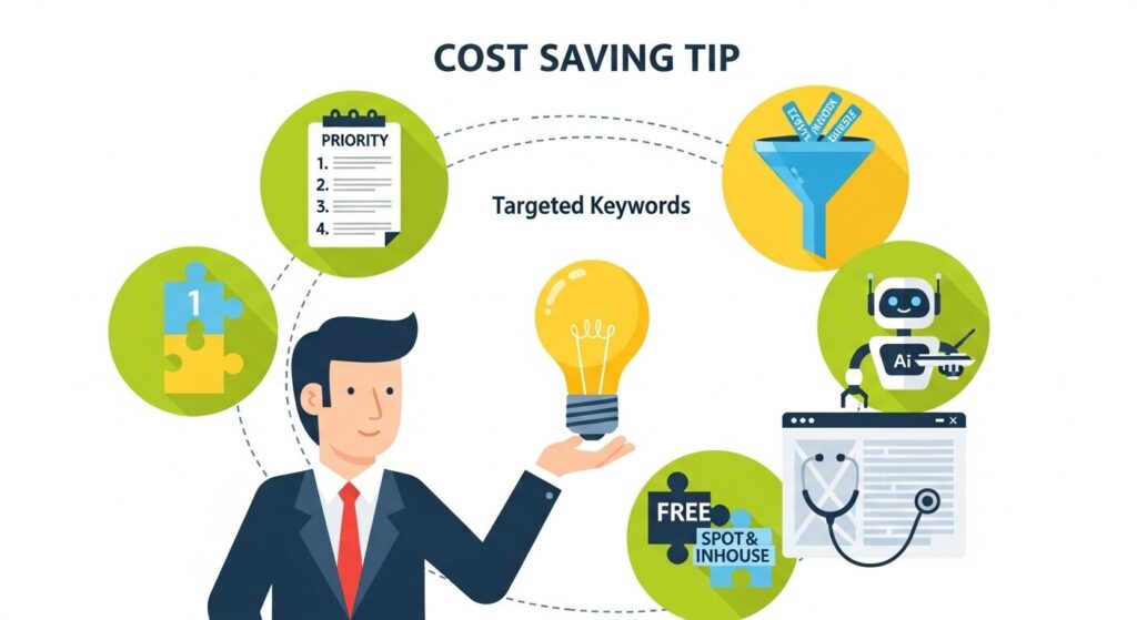 SEO対策費用を抑えるコツと工夫のイメージ
