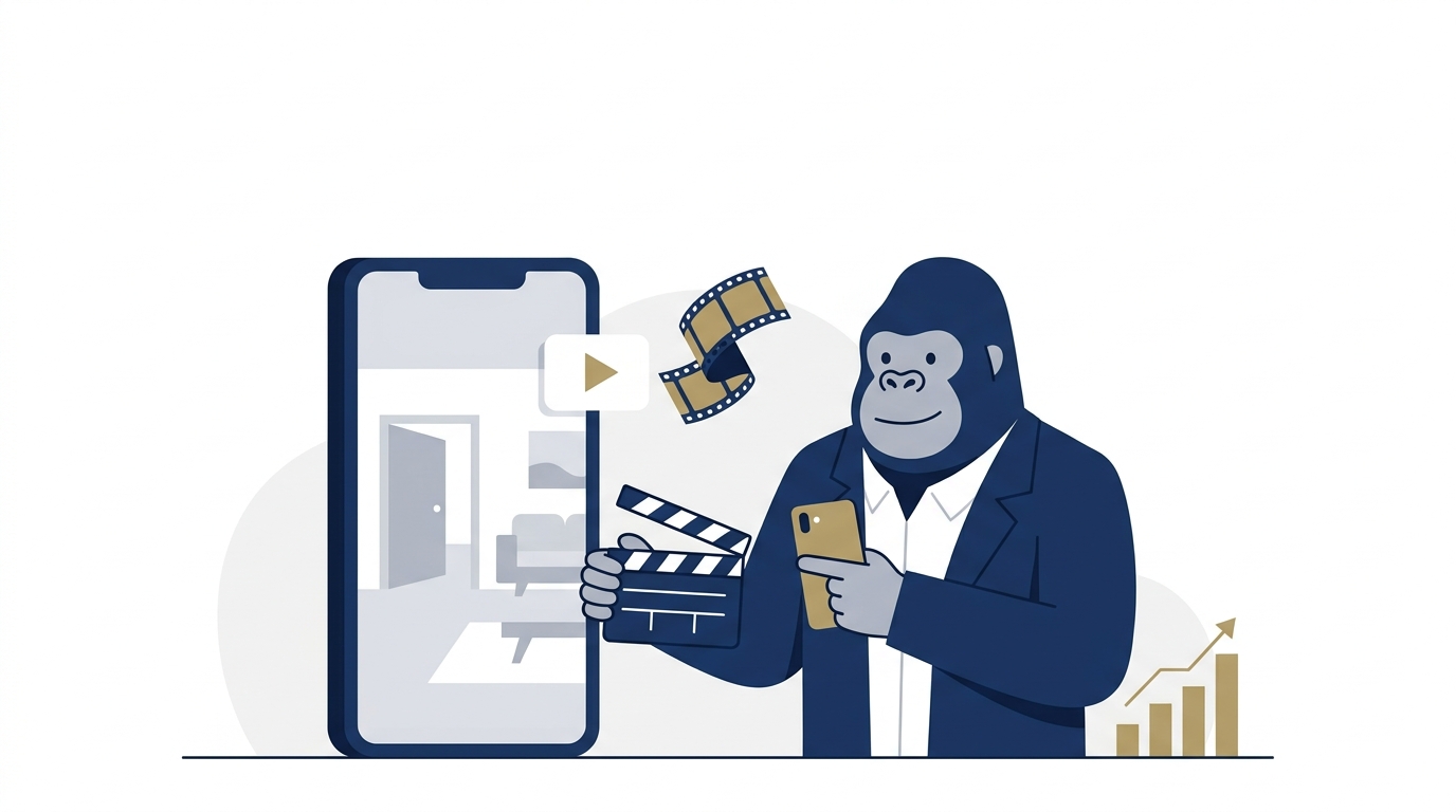 リール動画の撮り方と伸ばし方を示すフラットイラスト