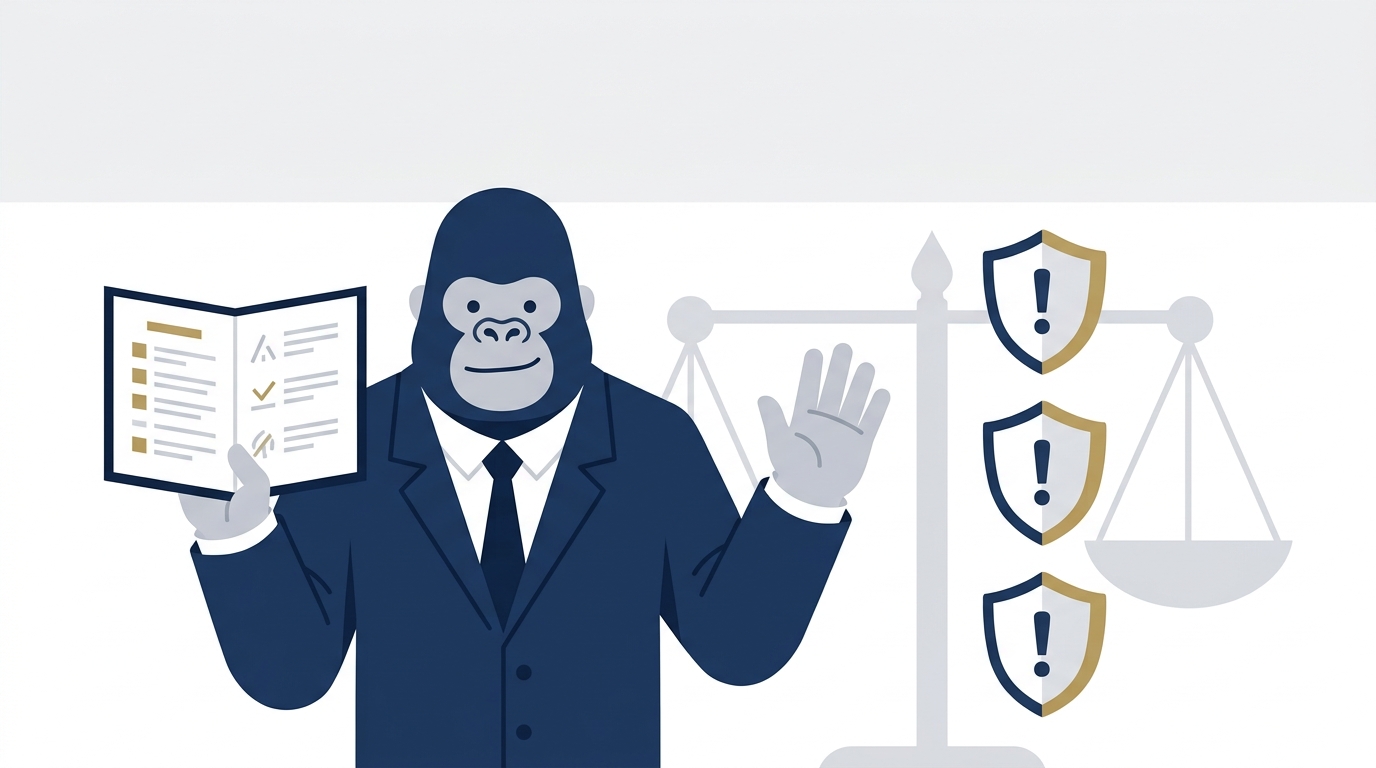 不動産インスタ広告の法的リスクを示すフラットイラスト