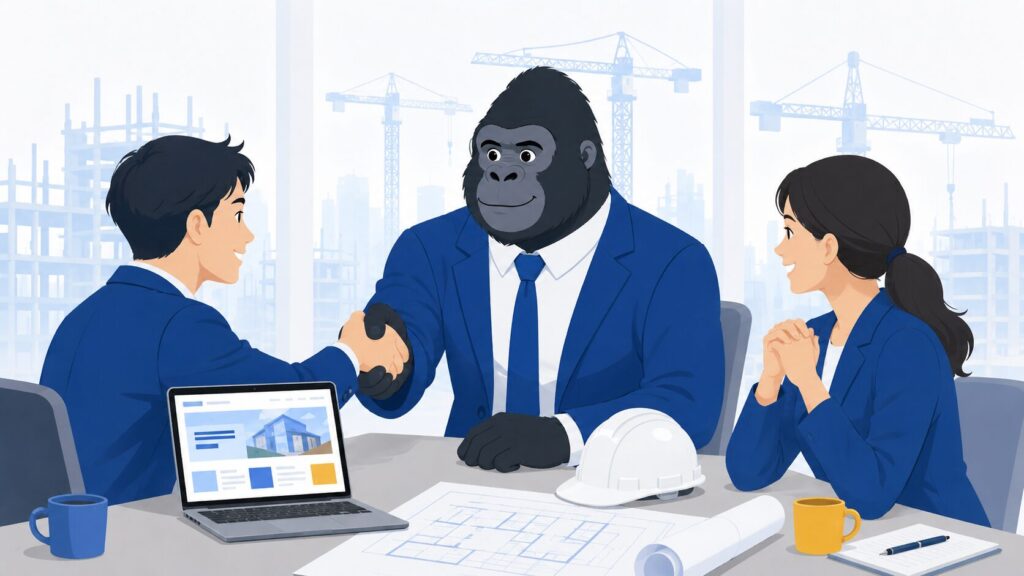 デジタルゴリラへのホームページ制作無料相談をイメージした場面
