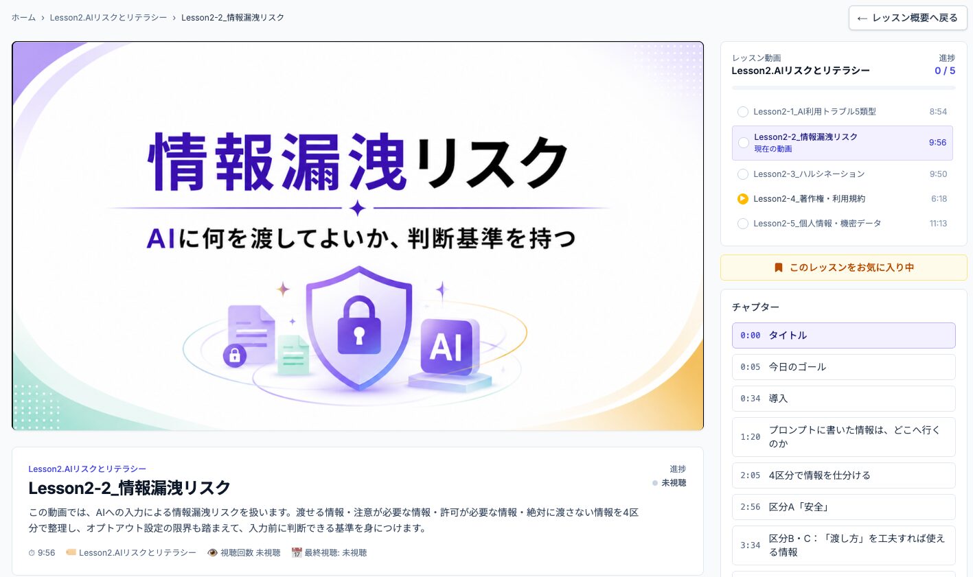 デジゴリAIラーニング コンテンツ視聴画面